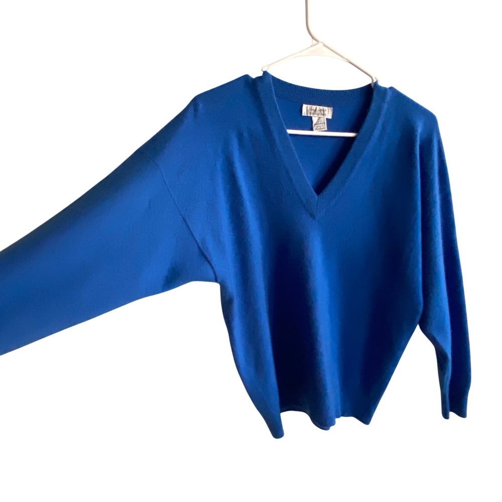 Lyle & Scott Thoroughbred Blue Cashmere V-Neck Sweater Made in Scotland Womens M - Picture 3 of 5